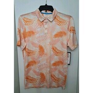 RBX Golf Shirt Orange Leaves Tropical NWT Men's Size Small